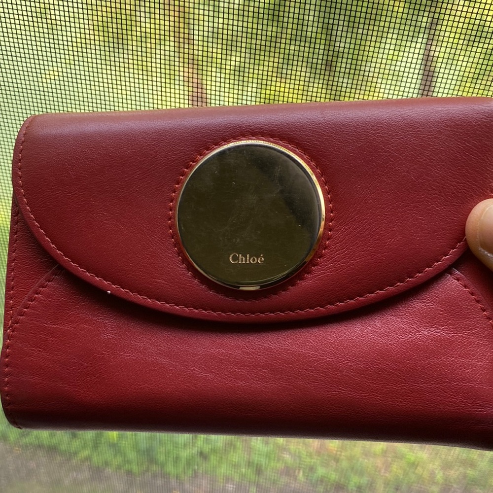 CHLOE’ authentic red leather snap wallet
